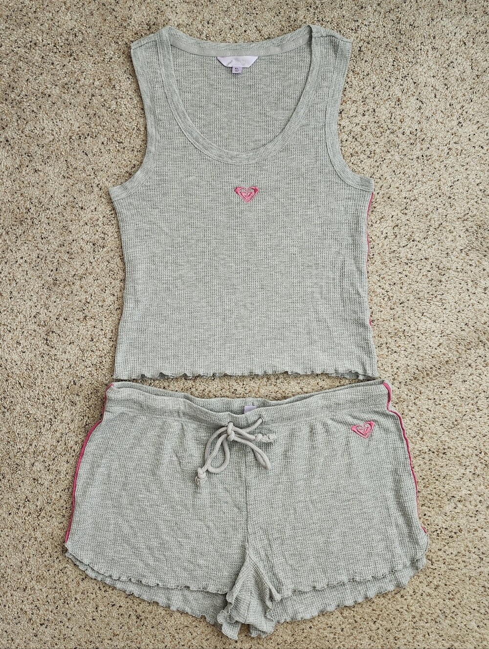 Roxy Gray Waffle Pajama Set
